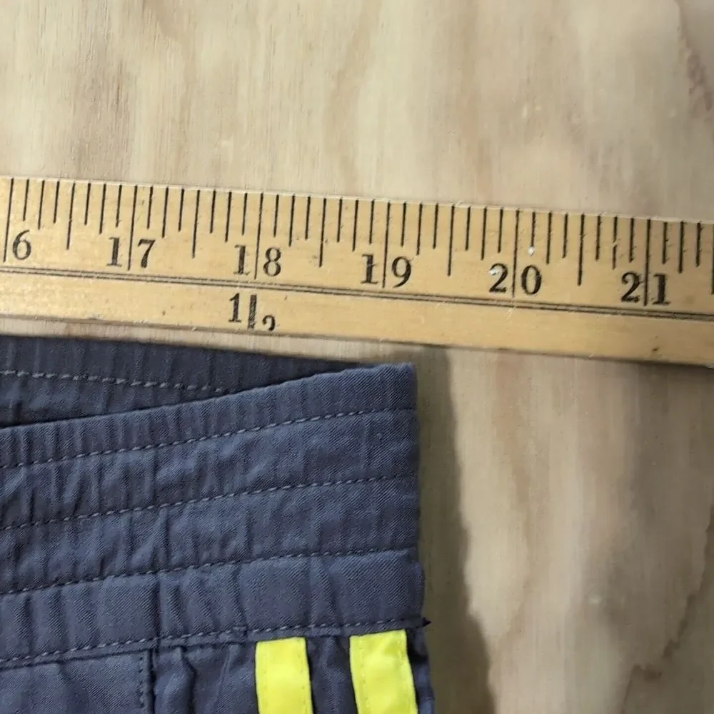 Adidas Swim Shorts Gray Yellow Lines Pockets Cargo‎ Pocket Drawstring 38x7